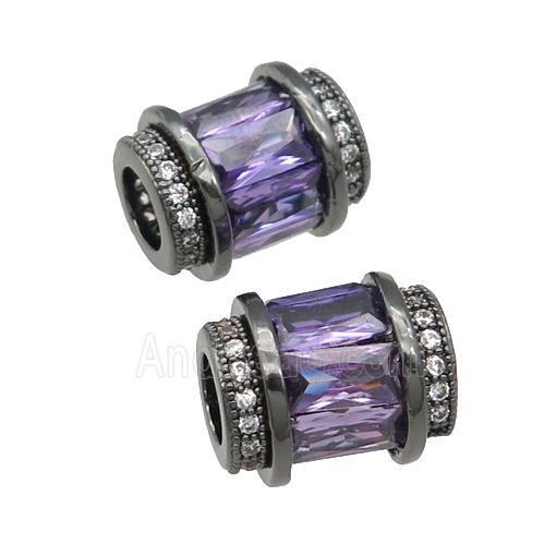 copper tube beads pave purple zircon, black plated