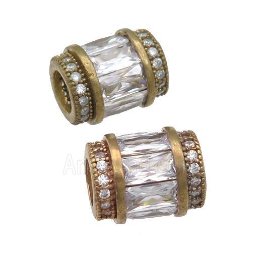 raw brass tube beads pave zircon, large hole