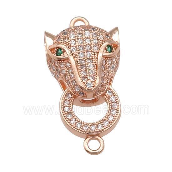 copper Leopard connector pave zircon, rose gold