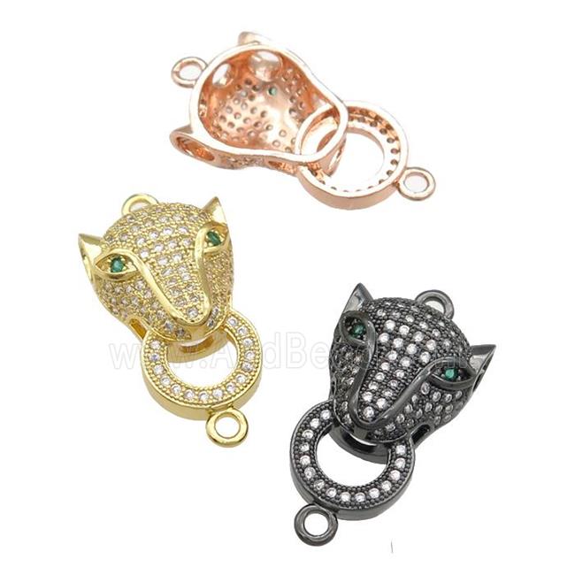 copper Leopard connector pave zircon, mixed