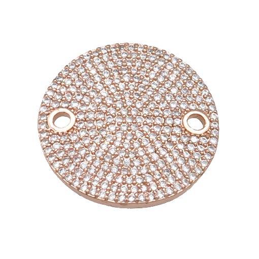 copper circle connector pave zircon, rose gold