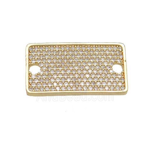 copper rectangle connector pave zircon, gold plated