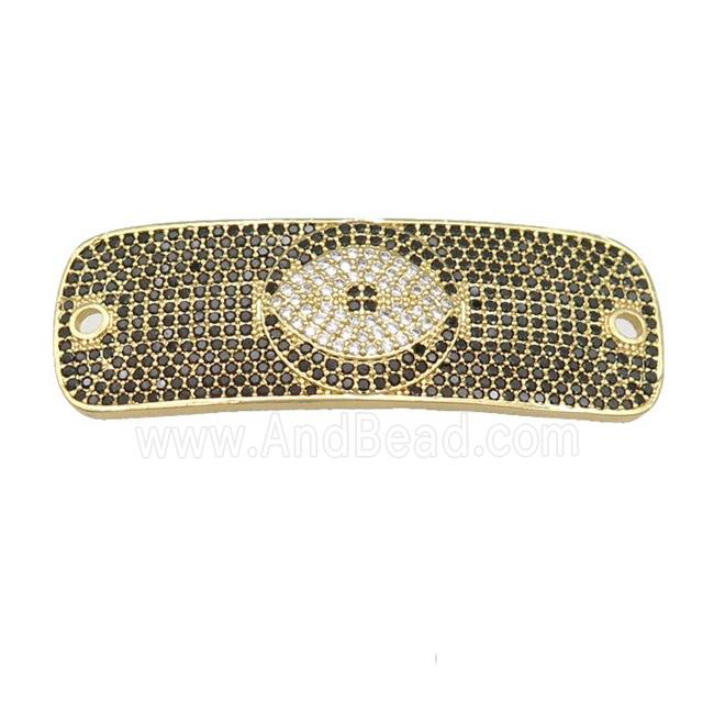 copper rectangle connector pave zircon, gold plated