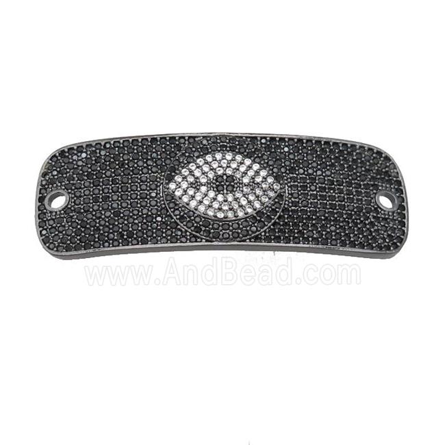 copper rectangle connector pave zircon, black plated