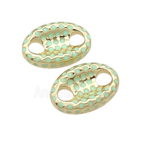 copper connector with lt.green enamel, pignose, gold plated