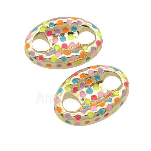 copper connector with enamel, multicolor, pignose, gold plated