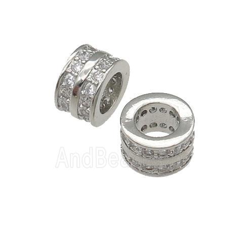 copper heishi beads pave zircon, platinum plated
