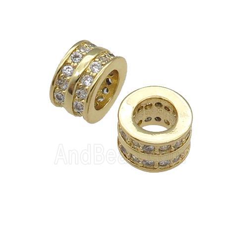copper heishi beads pave zircon, gold plated