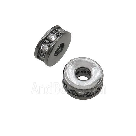 copper heishi beads pave zircon, black plated