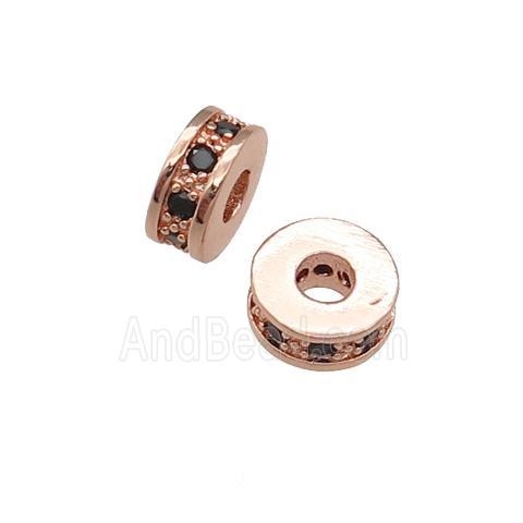 copper heishi beads pave zircon, rose gold