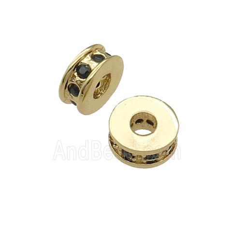 copper heishi beads pave zircon, gold plated