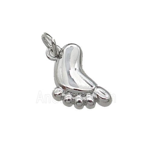 copper charm pendant, babyfeet, platinum plated