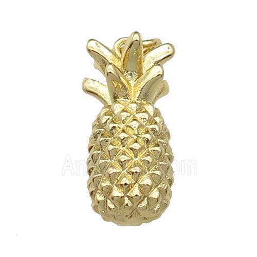 copper Pineapple charm pendant, gold plated