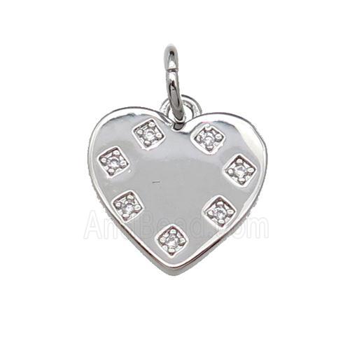 copper Heart pendant paved zircon, platinum plated