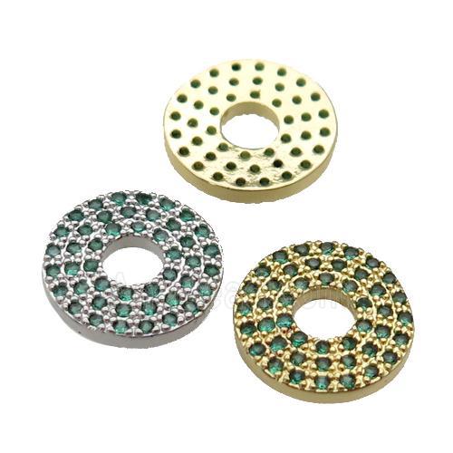 copper circle pendant pave green zircon, mixed