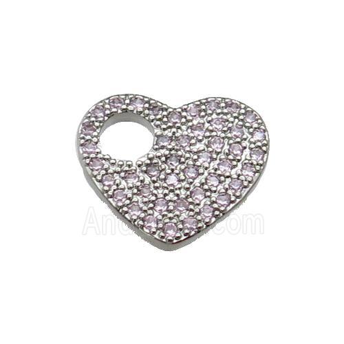 copper Heart pendant pave zircon, platinum plated