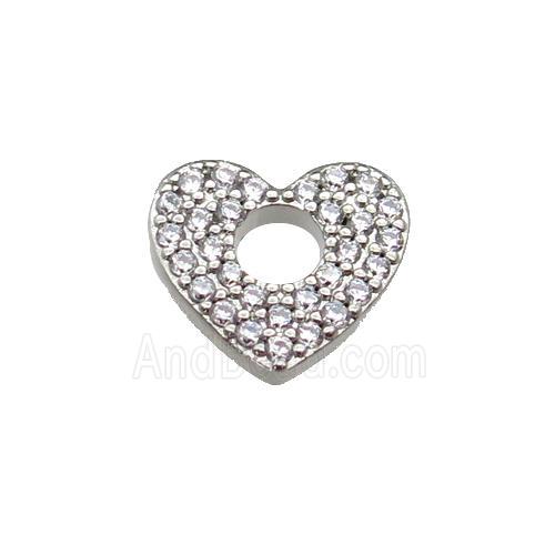 copper Heart pendant pave zircon, platinum plated