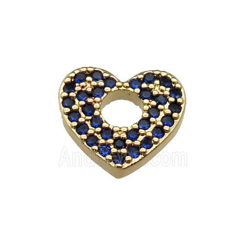 copper Heart pendant pave blue zircon, gold plated