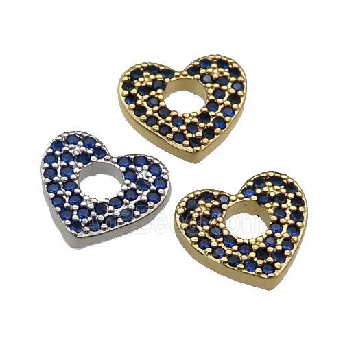 copper Heart pendant pave blue zircon, mixed