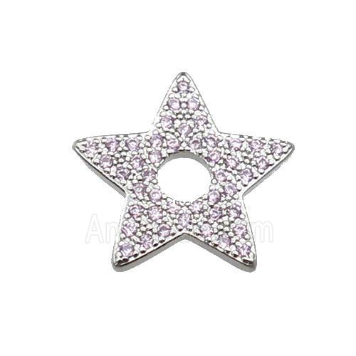 copper star pendant pave zircon, platinum plated