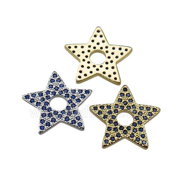 copper star pendant pave blue zircon, mixed