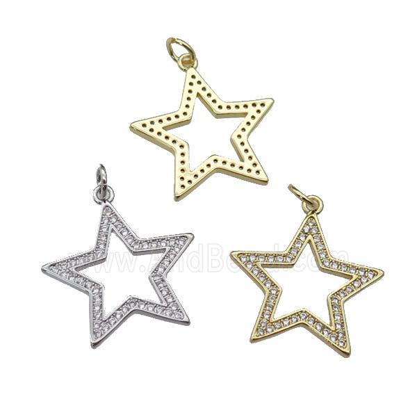 copper star pendant pave zircon, mixed