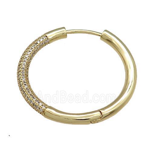 copper Hoop Earring pave zircon, gold plated