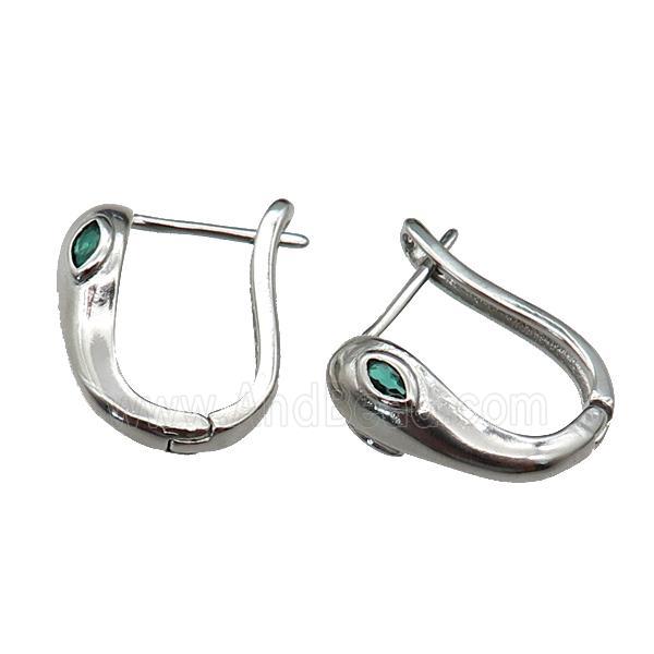 copper Latchback Earrings pave zircon, platinum plated