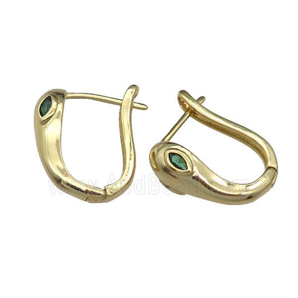 copper Latchback Earrings pave zircon, gold plated
