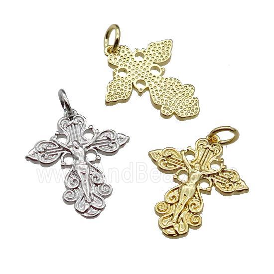 copper crucifix cross pendant, jesus, mixed