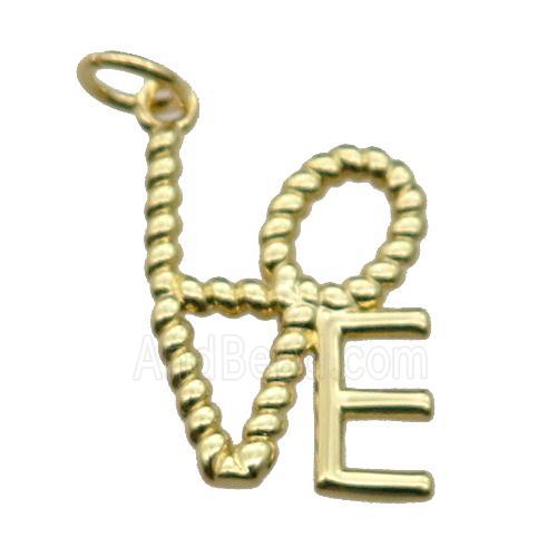 copper LOVE pendant, gold plated