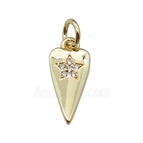copper dart star pendant pave zircon, gold plated