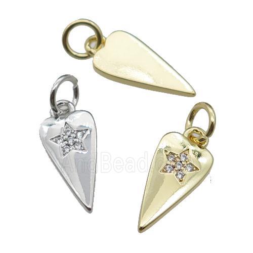 copper dart star pendant pave zircon, mixed