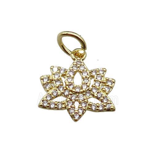copper Lotus pendant pave zircon, mixed