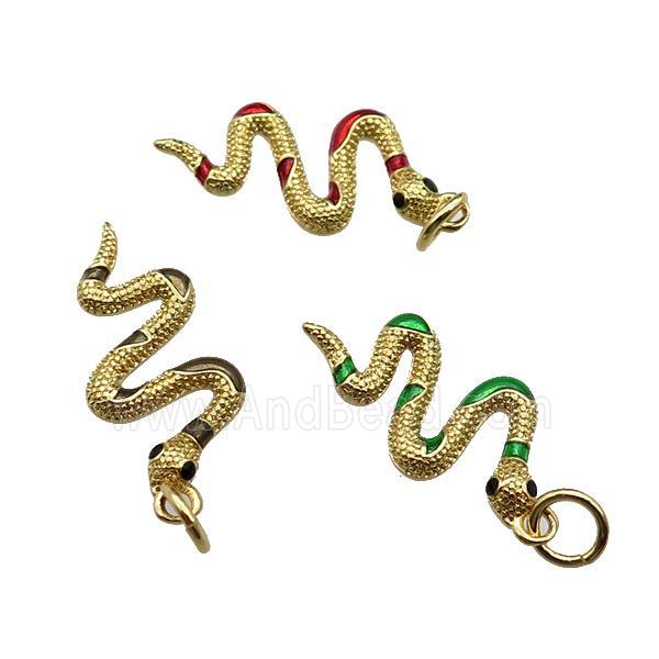 copper Snake pendant, mixed, enamel, gold plated