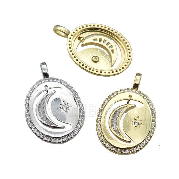 copper Moon star pendant pave zircon, mixed