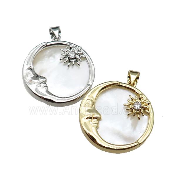 copper Moon pendant pave shell zircon, mixed