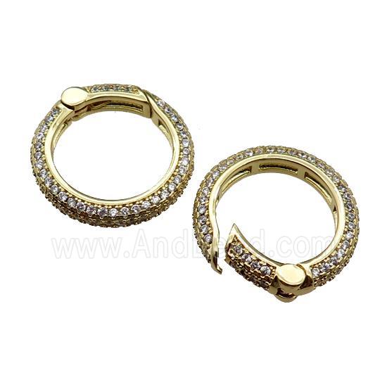 copper Carabiner Clasp pave zircon, gold plated
