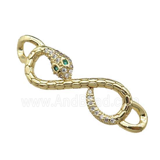 copper Snake connector pave zircon, gold plated