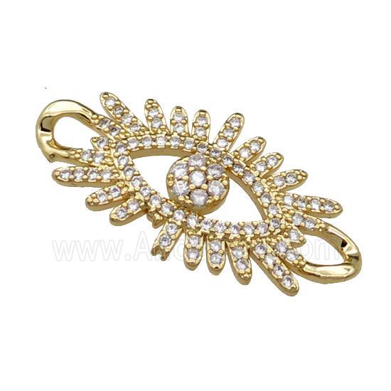copper Eye connector pave zircon, gold plated