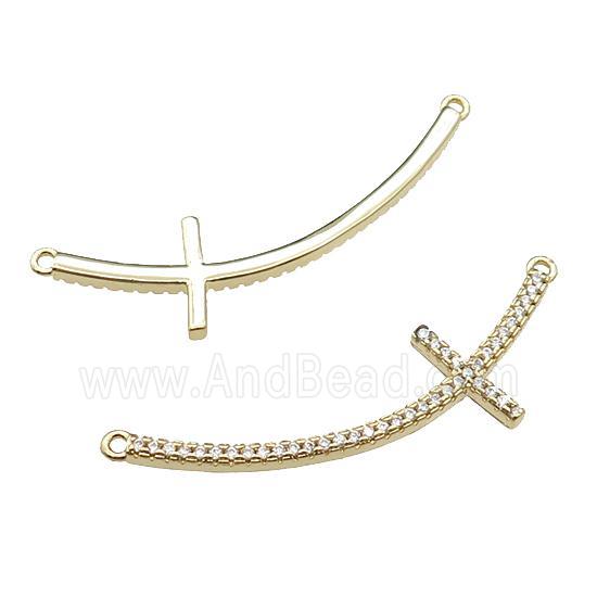 copper cross pendant pave zircon, gold plated
