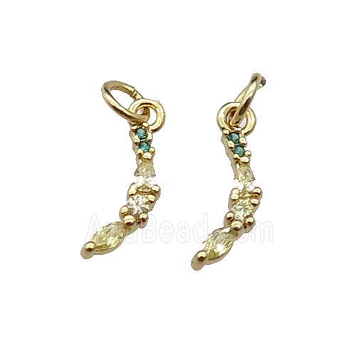 copper banana pendant pave zircon, gold plated