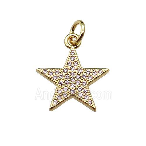 copper star pendant pave zircon, gold plated