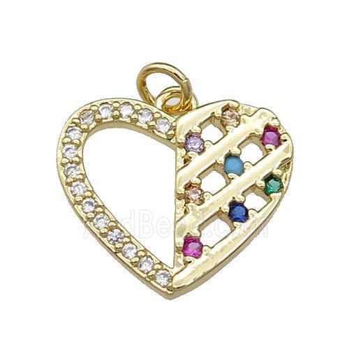 copper heart pendant pave zircon, gold plated