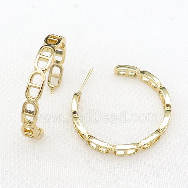copper Stud Earring, gold plated