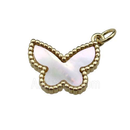 copper Butterfly pendant pave shell, gold plated