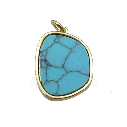 copper pendant pave turquoise, gold plated