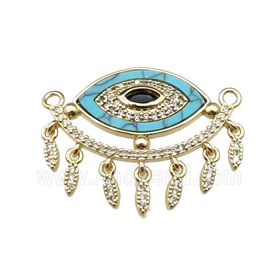 copper Eye pendant pave turquoise zircon, gold plated