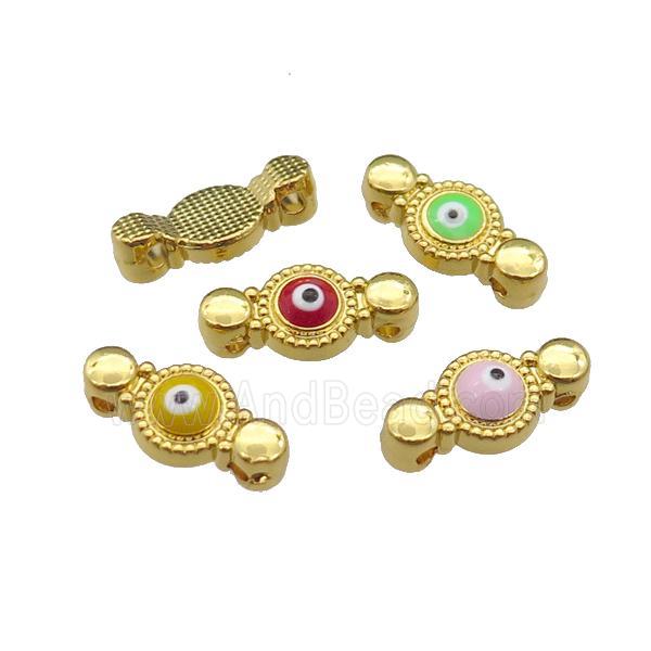 mixed copper Evil Eye connector with enamel, gold plated