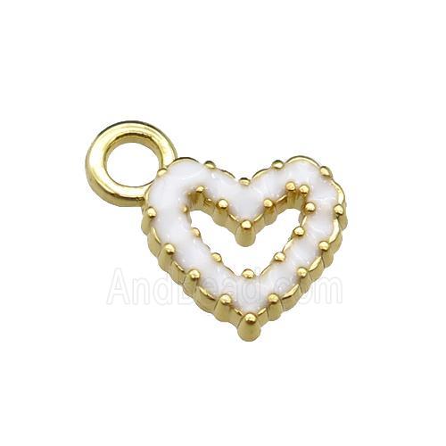 copper Heart pendant with white enamel, gold plated
